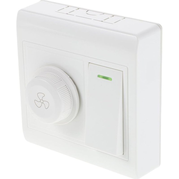 Comutator perete ventilator tavan control independent viteza alb 10x10cm