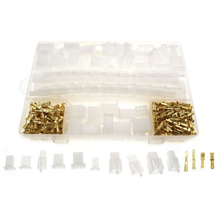 Set conectori terminali 2.8mm 580 piese alb 2x3x4x6x9 pini