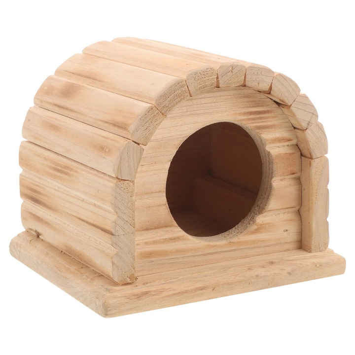 Ascunzatoare lemn pentru hamster, 12.5x11x10.5cm, natural