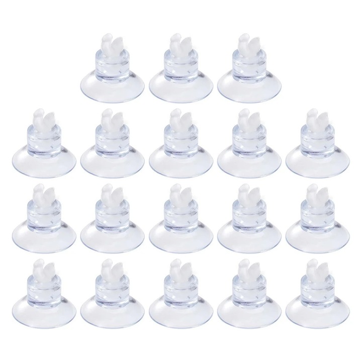 Set 18 cleme ventuze pentru tub aer acvariu cauciuc, transparent