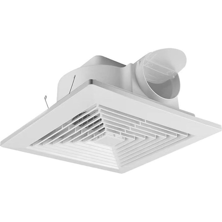 Mennyezeti ventilátor, légelszívó, kompakt, csendes, fehér, 30x30cm