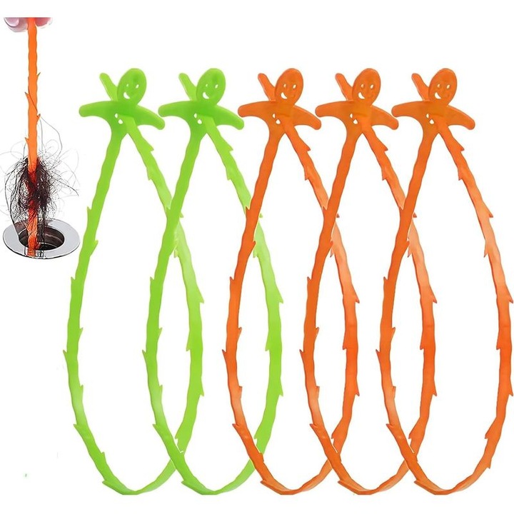 Set 5 bucati serpi flexibili pentru scurgere, 50x1.5cm, plastic