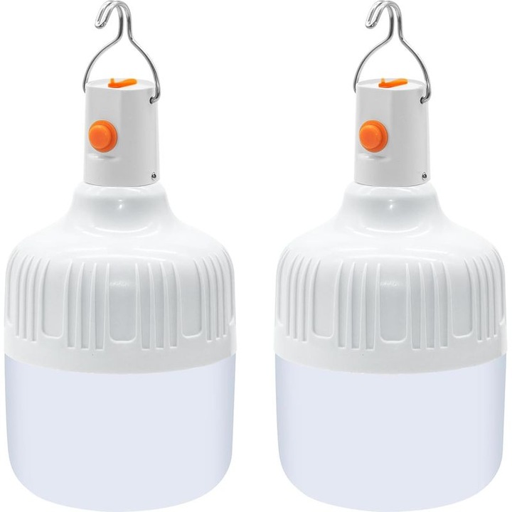2 db LED kempinglámpa szett, 500 lumen, USB, 3 mód, vízálló, 8x8x14.5cm