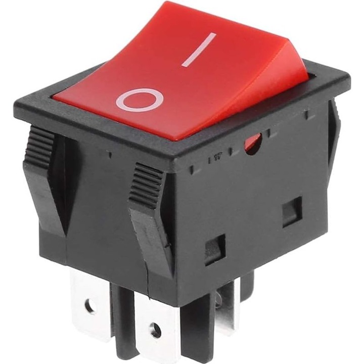 Comutator basculant 4 pini, rezistent la apa IP65, 30A, 120x250V, negru