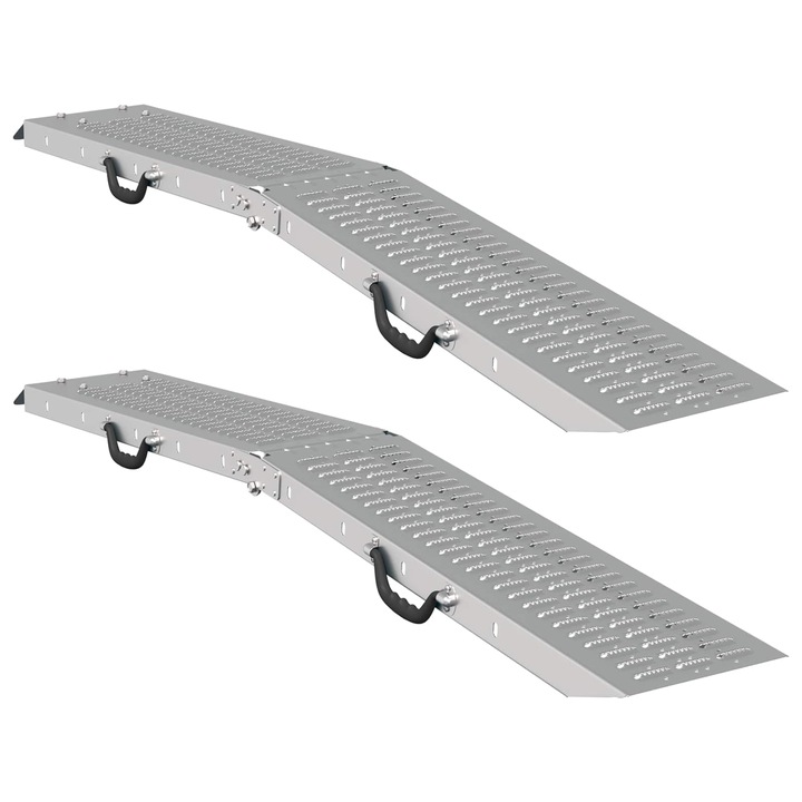 Rampa pliabila 200kg per rampa 2 pcs vidaXL, Argintiu 166 x 23 x 4, 5 cm