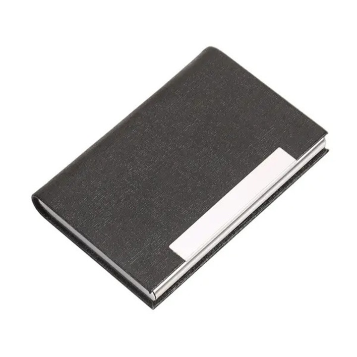 Черен PU кожен държач за карти 9.6x6.5x1.3cm компактен