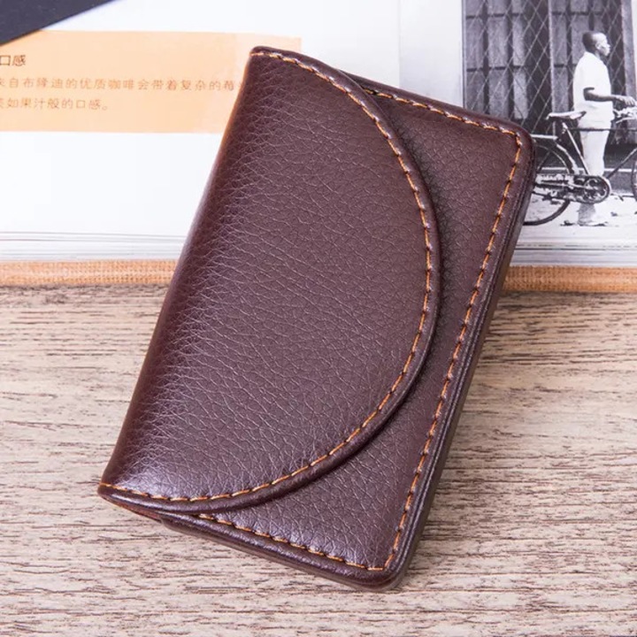 Поставка за визитки от PU кожа, капацитет 25 карти, черна, 9.9x6.6x1.8cm