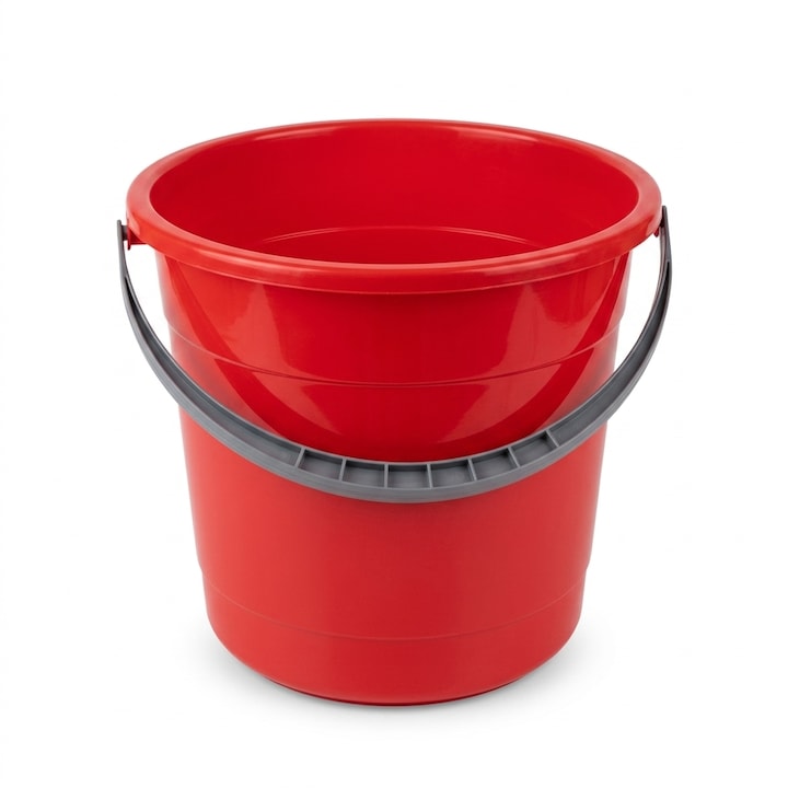 Galeata curatenie Adison rotunda 10 L, din plastic, cu maner metalic, pentru casa si curte