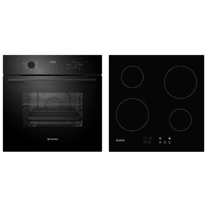 Cuptor incorporabil Bosch HBA554EB3, 71 L, Electric, Multifunctional, Grill, 7 functii, Suport telescopic, Autocuratare EcoClean + hidrolitica, Clasa A+, Negru