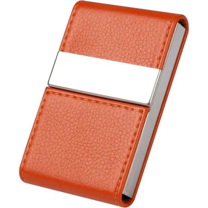 Портфейл за карти, преносим, от PU кожа, оранжев, 9x6x1.5см