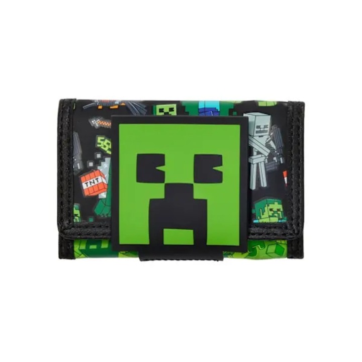 Minecraft pénztárca gyerekeknek, zöld-fekete, poliészter, uniszex, 1 méret