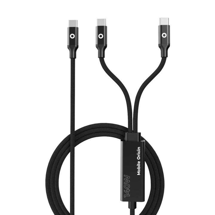 Cablu USB-C Mobile Origin 140W Dual Charge 1,2m Negru