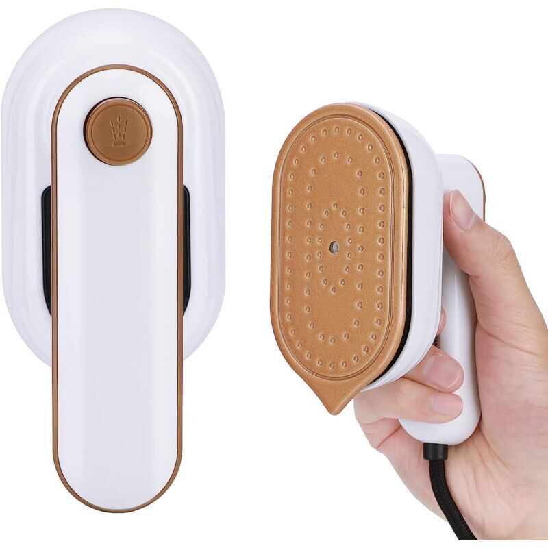 Fier de calcat cu aburi portabil Travel Mini, mini iron, incalzire rapida 20s, rezervor 50 ml, functie uscat si abur, alb