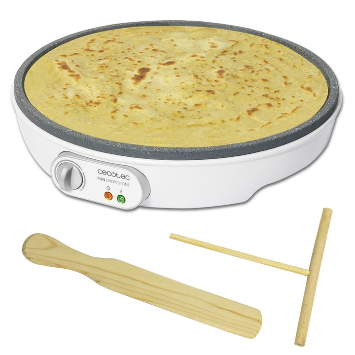 Palacsintasütő, CrepeMaster Professional termékcsalád, 1000W teljesítmény, RockStone tapadásmentes kőlap, 30cm átmérő, állítható hőmérséklet, kifolyásgátló perem, tartozékokkal, Szürke