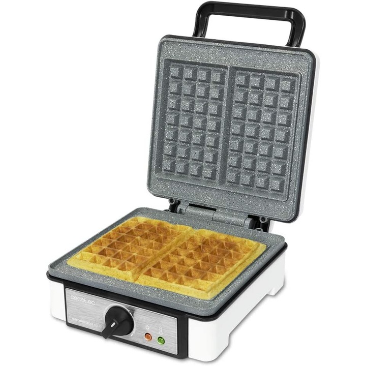 DuoStone Gofri Sütő Fun Gofrestone Double, 1200W, 2 Gofri Egyszerre, Állítható Termosztát, Környezetbarát RockStone Bevonat, Jelzőfény, Hideg Fogantyú, Fehér