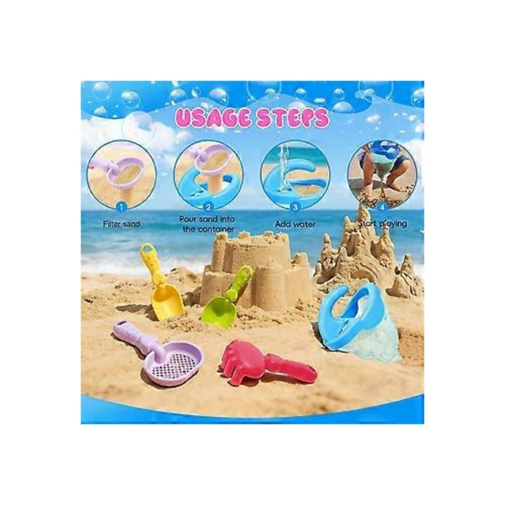 Set jucarii plaja 5 piese, multicolor, 3+ ani, 20x15x10cm