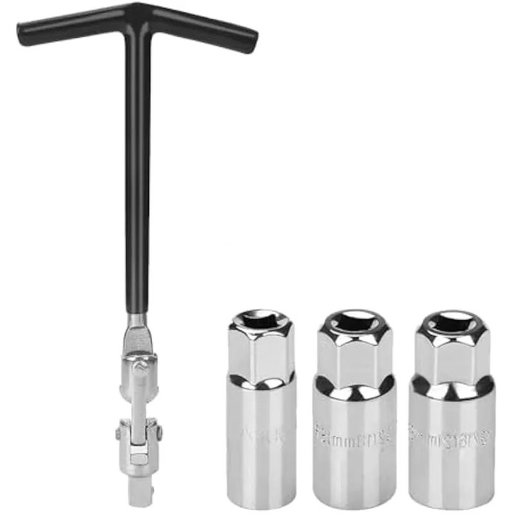 Gyújtógyertya kulcskészlet T-nyéllel, 16mm 18mm 21mm, fekete, acél