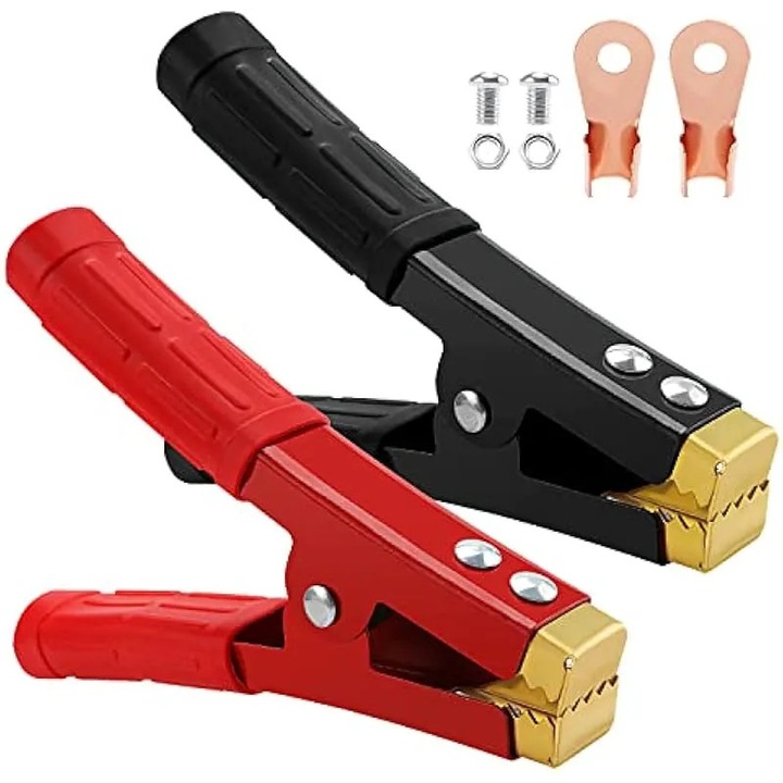 Indítókábel csipeszek, 1000A, réz, piros és fekete, 152mm, 2 darabos szett