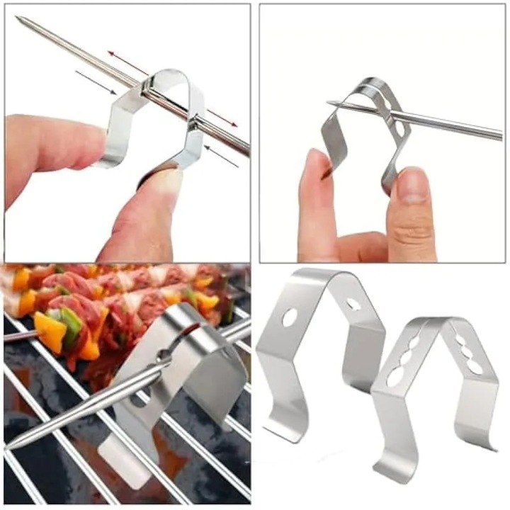 4 db rozsdamentes acél hőmérő klipsz grill szondákhoz, 2 modell, hőálló, többféle méret