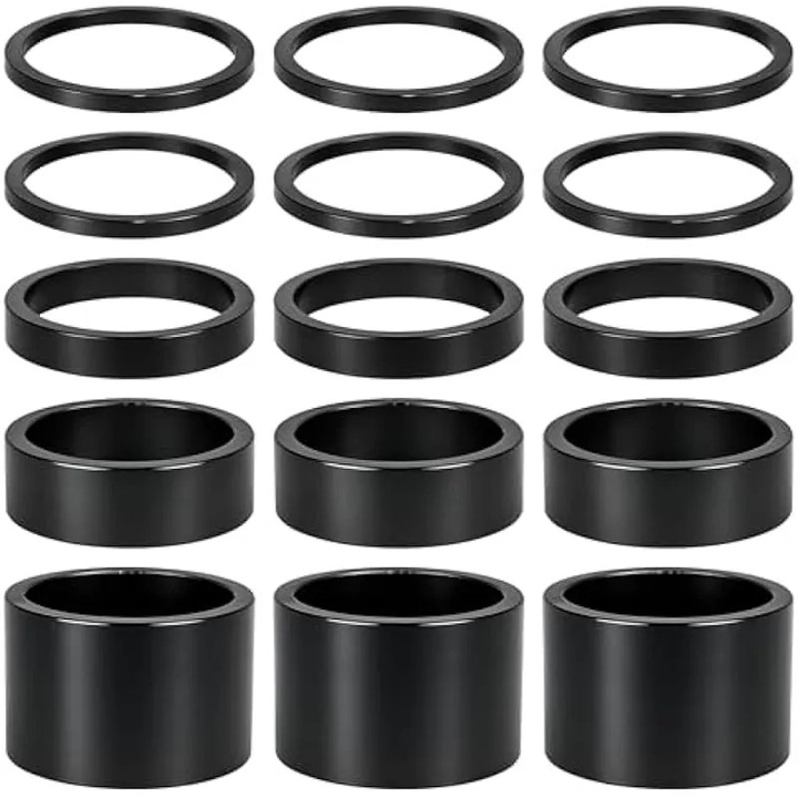 Kerékpár kormány távtartó készlet, 15 darab, alumínium, 28.6mm, többszínű