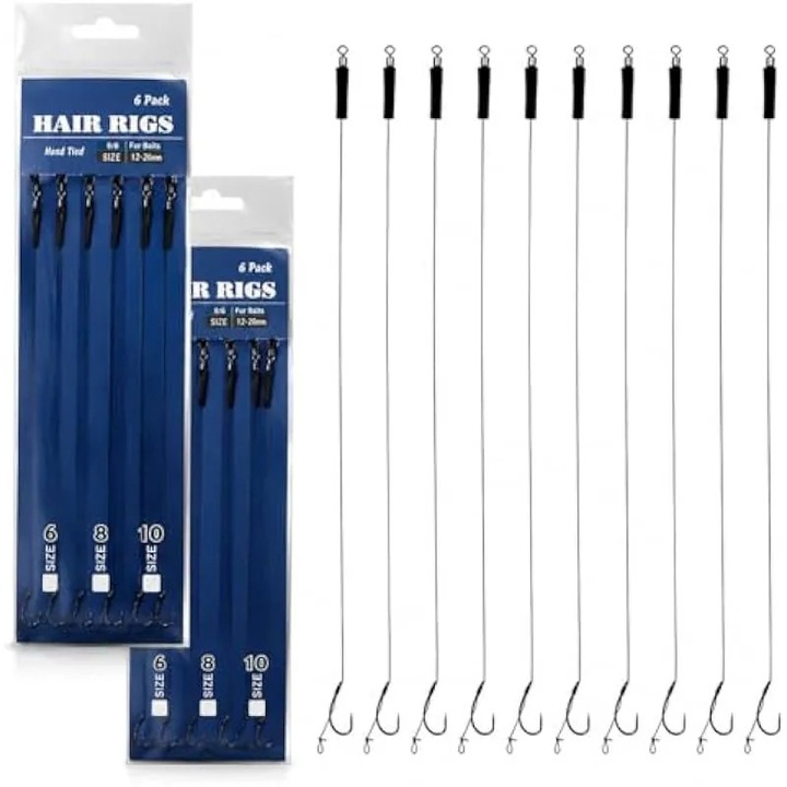 Set 12 carlige pescuit, barbless, inox, prelegat, multicolor, 6x8x10