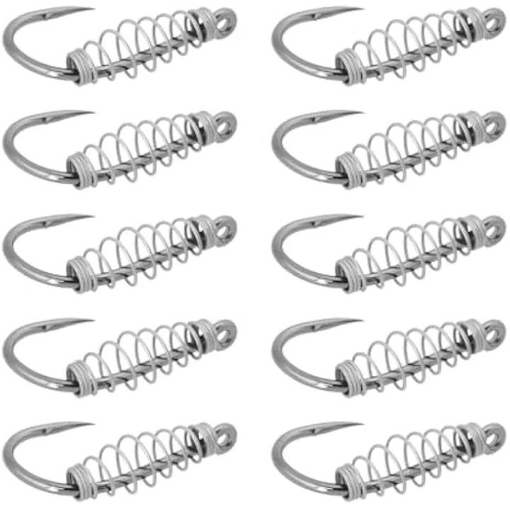 Set 40 carlige pescuit metalice, marime 10, argintiu, 17.6x12mm