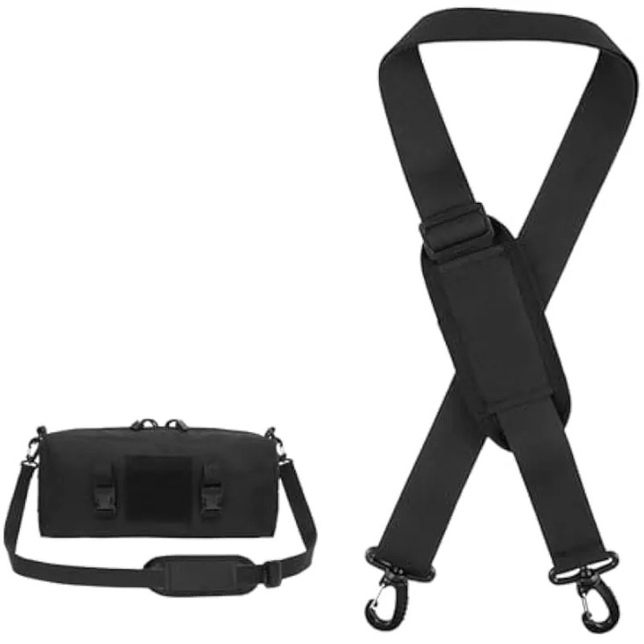 Állítható vállpánt táskához, 90-160cm, nylon, fekete, rugalmas párnával