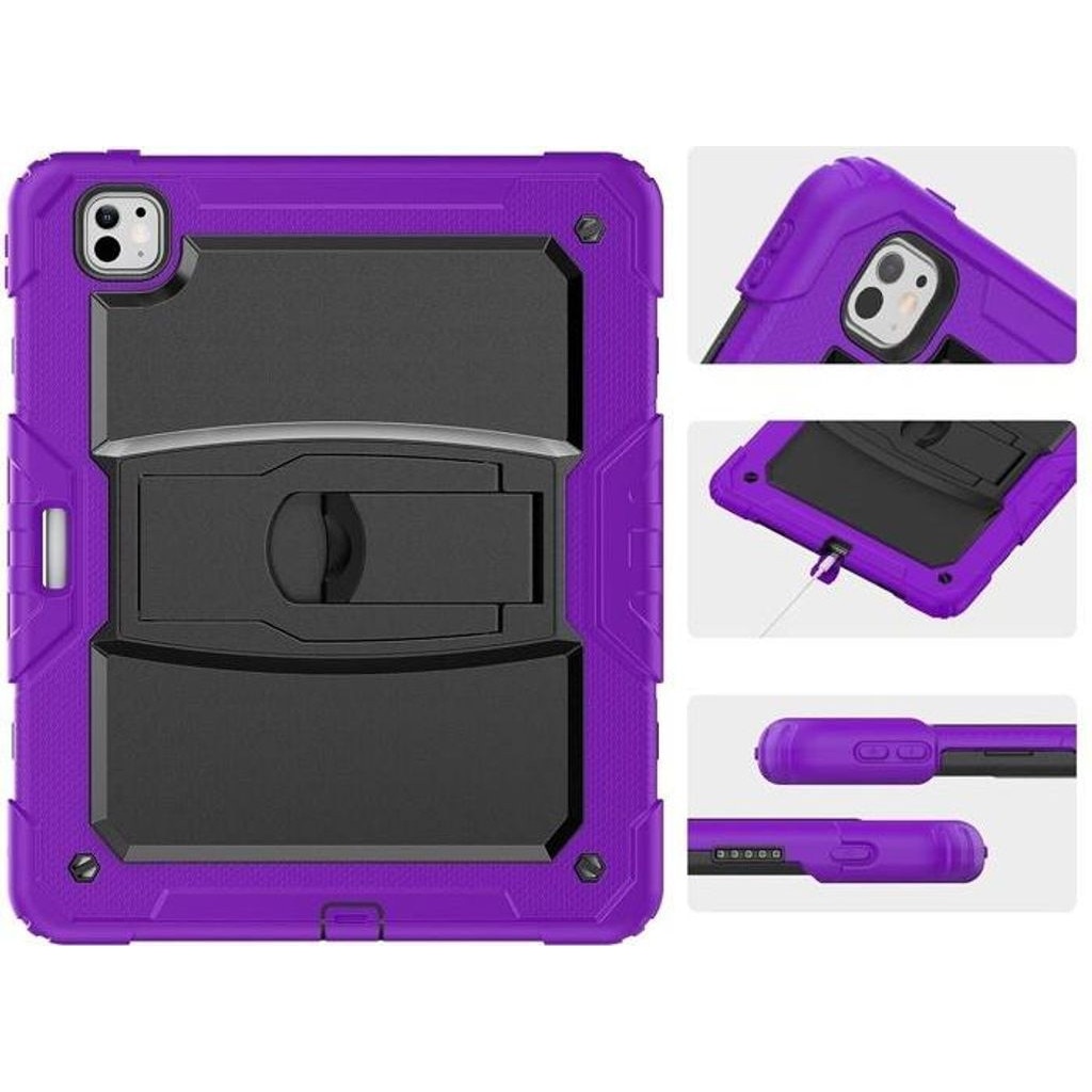 Husa tableta 11 inch cu suport si curea umar, mov, 3 straturi
