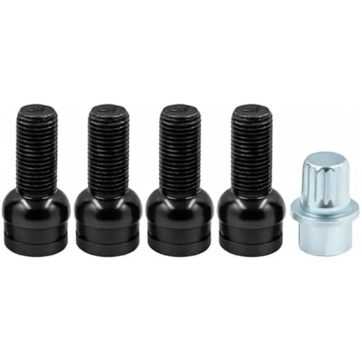 4 db kerékőr anya készlet, fekete horganyzott acél, M14x1.5mm