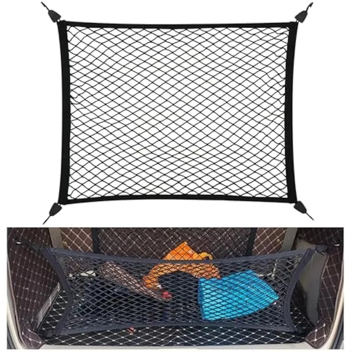 Rugalmas, kihúzható csomagtartó háló 80x60x210x110cm, univerzális, fekete