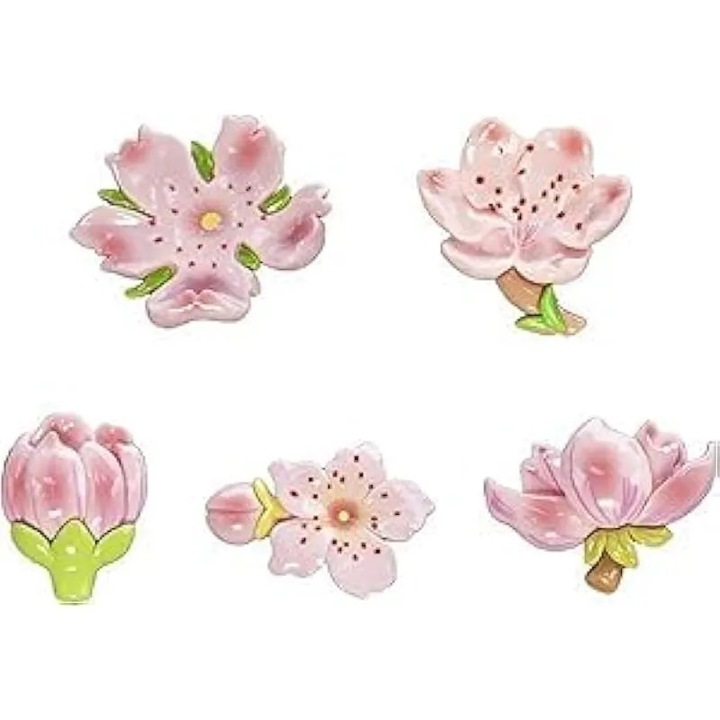 5 db rózsaszín virág alakú autóillatosító klip szett, belső dekoráció, 5x3x1cm