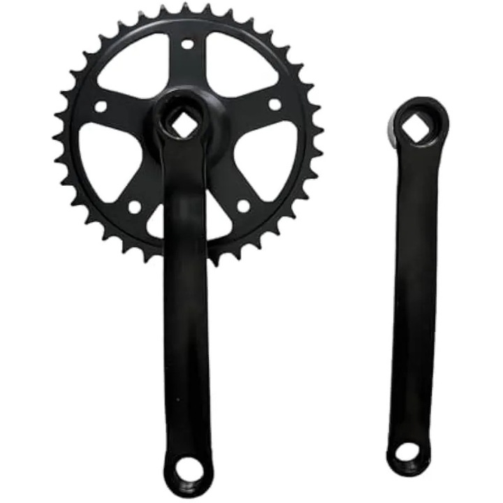 Kerékpár hajtómű 36T 170mm, fekete acél, strapabíró, single speed kerékpárokhoz