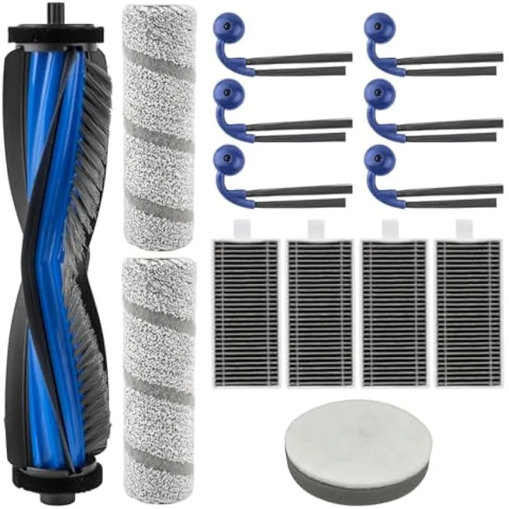 Robotporszívó tartozékkészlet, 15 darabos, nylon kefék, HEPA szűrők, többszínű