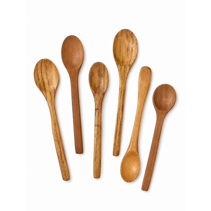 Set 6 linguri din lemn pentru servire si degustare