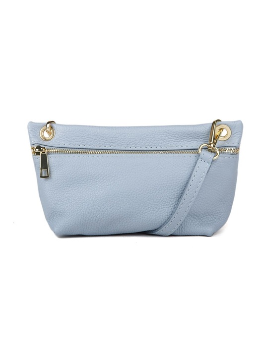 Geanta dama Giulia Monti Crossbody piele naturala albastru denim 22x12x5 cm