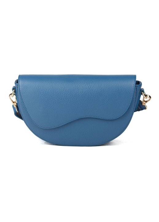 Geanta de umar Giulia Monti piele naturala albastru denim 24x17x10 cm