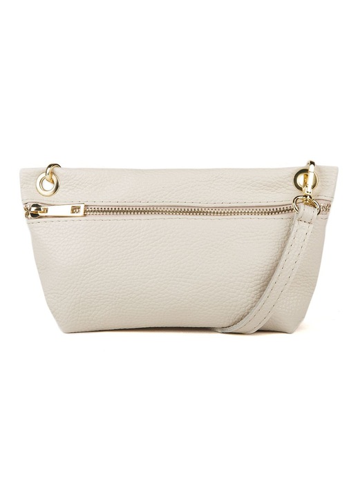Geanta dama Giulia Monti Crossbody piele naturala bej deschis 22x12x5 cm