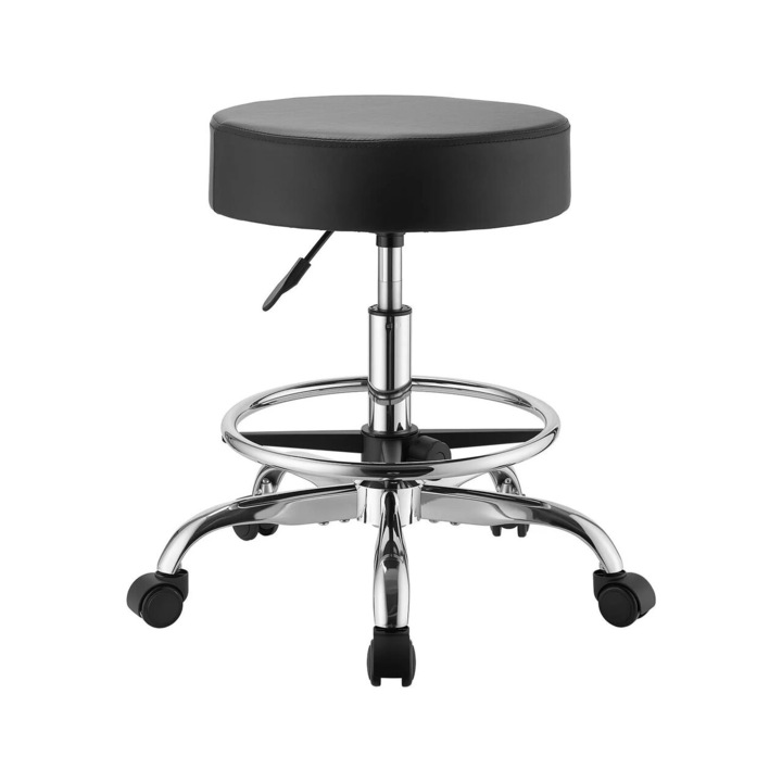 Szalon/fodrász/laboratóriumi szék, max. 226 kg, 360 fokos forgatás, állítható magasság 520-680 mm, lábtartó