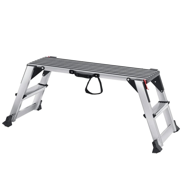 Scara tip platforma, portabila si pliabila, Aluminiu, 2 x treapta, max 200 kg, Inaltime 49 cm, anti-derapanta