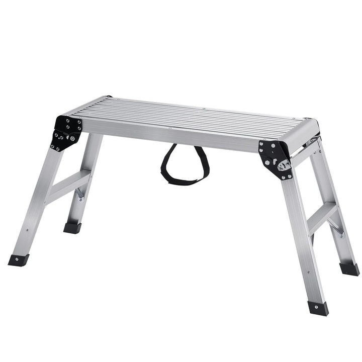 Scara tip platforma, portabila si pliabila, Aluminiu, 2 x treapta, max 150 kg, Inaltime 51 cm, anti-derapanta