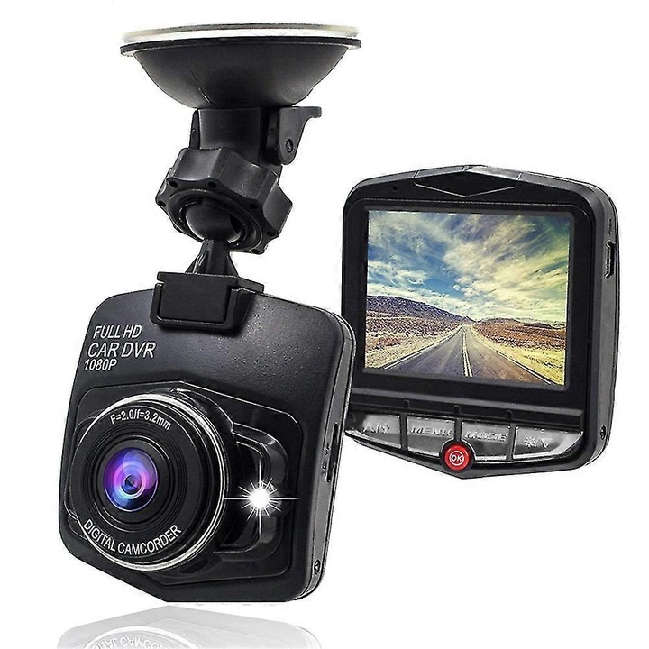 Autós kamera DVR Full HD 480P, széles látószögű, fekete, 6.1x7x3cm