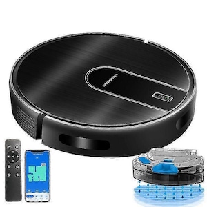 Aspirator robot cu mop, 5200mAh, 6000pa, alb, 30.5x30.5x7.5cm