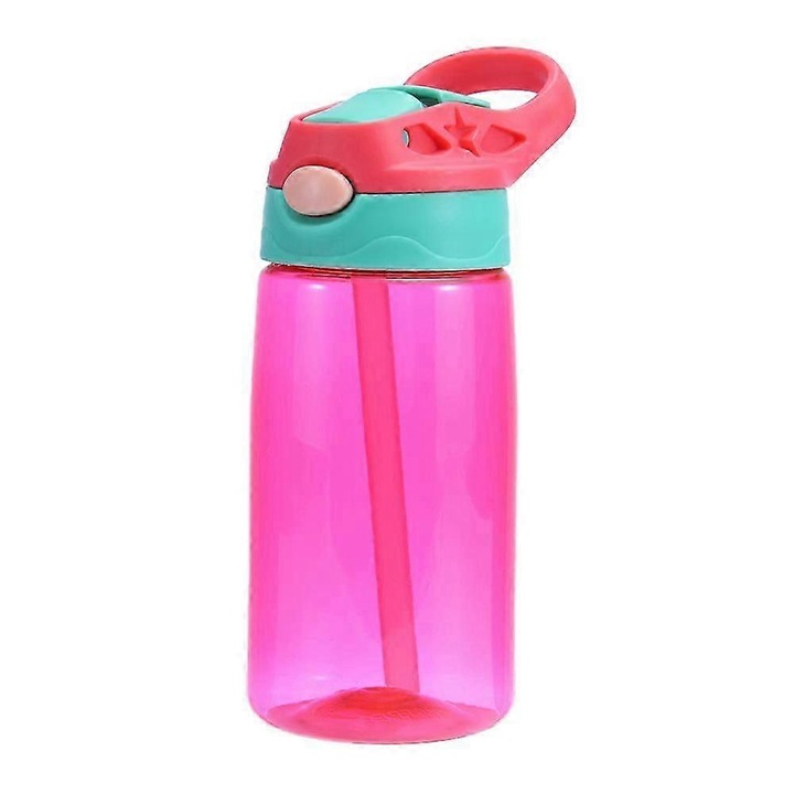 Sticla apa copii 600ml fara BPA capac etans deschidere cu o mana multicolor