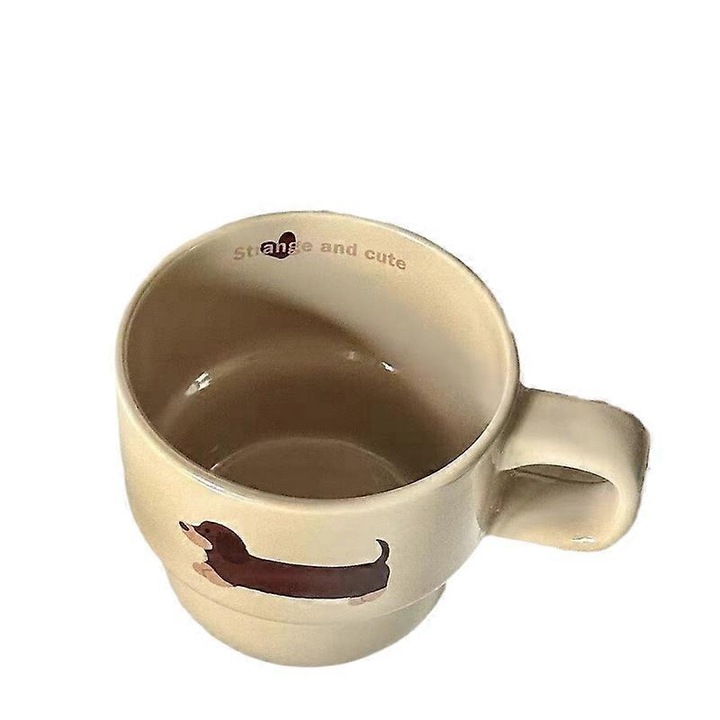 Cana ceramica alba, model Dachshund, capacitate 280ml, 8x8.5cm