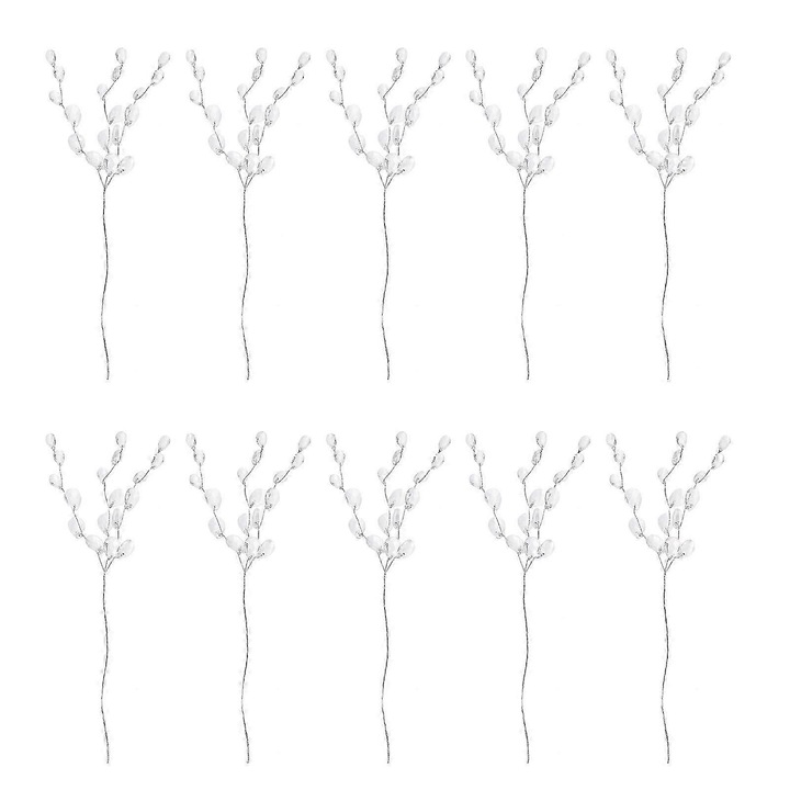50 accesorii DIY crengute flori acrilice albe 17.5x3cm set