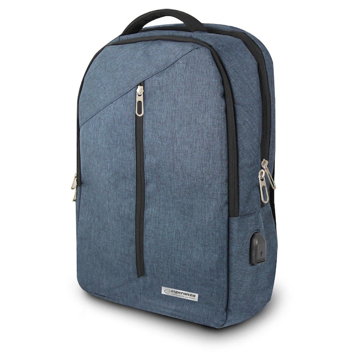 Rucsac laptop TARANTO 15.6", Elegant si Functional, Protectie Schocuri, Poliester 300D, Negru
