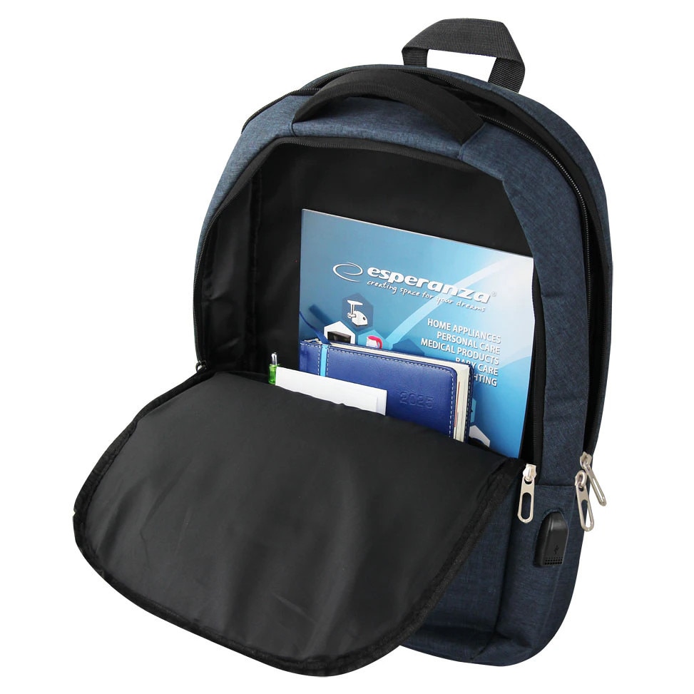 Rucsac laptop TARANTO 15.6", Elegant si Functional, Protectie Schocuri, Poliester 300D, Negru