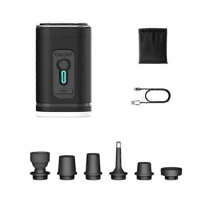 Pompa aer portabila wireless multifunctionala neagra 30W 200L/min