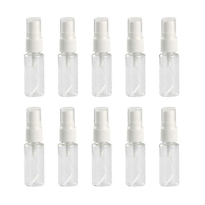 20 db mini spray flakon készlet, 20ml, műanyag, átlátszó, 9x2.5x2.5cm, újrafelhasználható, hordozható