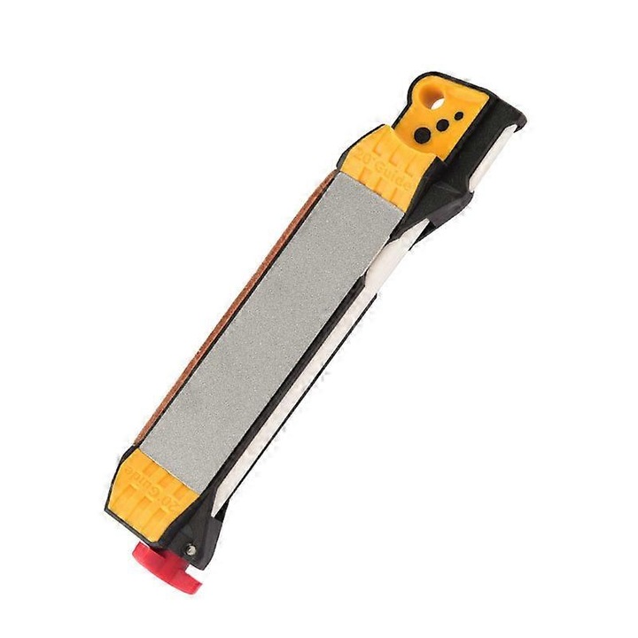Ascutitor de cutite portabil FG123K0225-260803-1969, piatra diamant dublu-fata, maner ergonomic, pentru camping/vanatoare/bucatarie, galben/negru, 17 x 3 cm